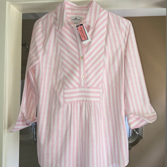 NWT-Vineyard vines pink/white striped cotton tunic - Picture 5 of 10